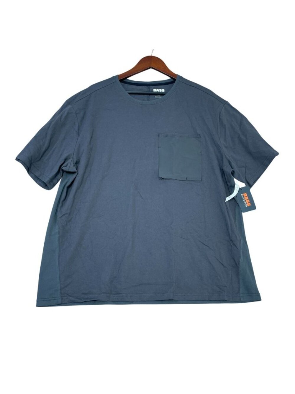 NWT Bass Outdoor Men's XXL Utili-Tee With Chest Pocket Forged Iron Gray C0701